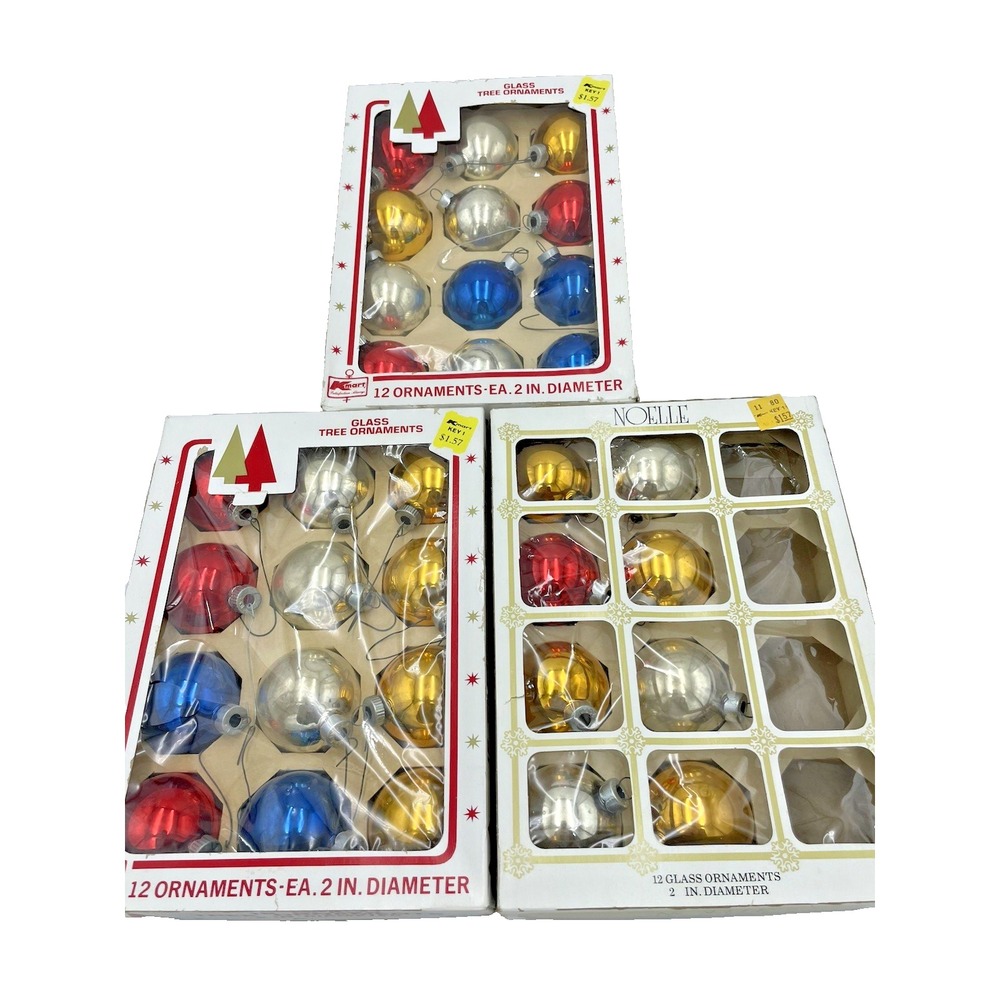 2.5 ‎ Boxes Total of 32 Vintage Glass Ball Christmas Tree Ornaments 2"